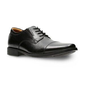 Clarks Tilden Cap Men's Leather Dress Shoes, Black, Size: 11.5 Wide